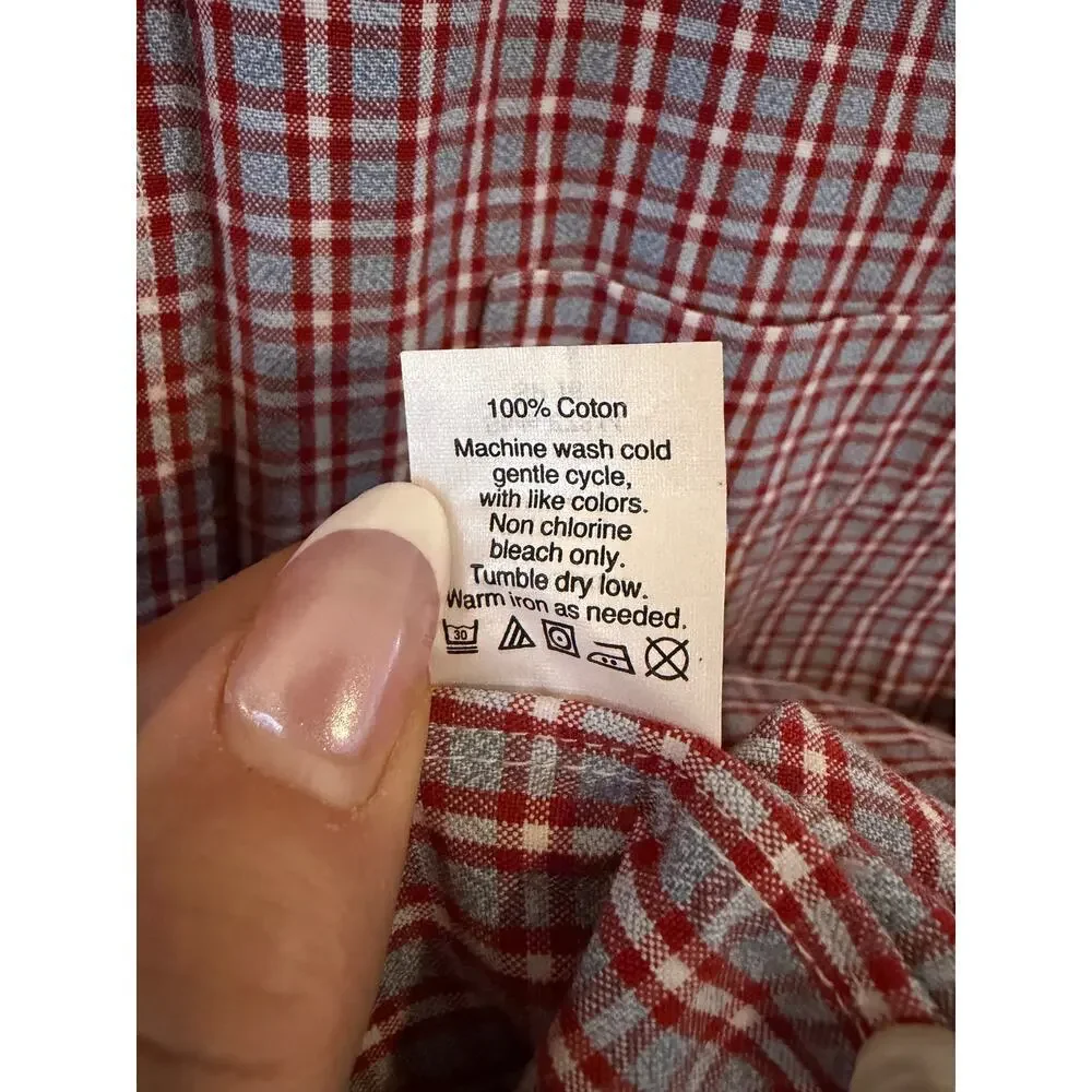 J.Crew Slim Red Plaid Button Down Shirt Size L 100% Cotton